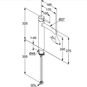 Смеситель высокий 32 см для раковины-чаши,   , цв.хром, Kludi BOZZ 382860576