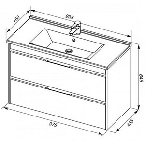 Раковина-столешница 100 cm (ATRIA) Sanovit (без тумбы не продается) ZZ Aquanet Модена 182321