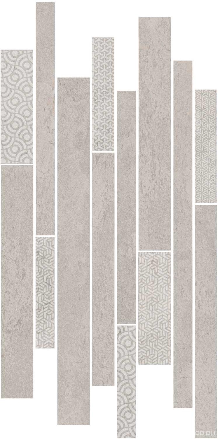 Керамическая плитка Kerama Marazzi Ламелла Декор серый светлый мозаичный ХХ 25x50.2 Серый, фото 3