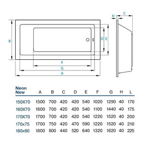 Ванна Neon new 180х80 Koller Pool karina NEONNEW180X80