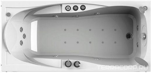 Ванна акрил."ПАРМА-СТАНДАРТ-CHROME", 1800х850, левая, ГМ6+СМ3+смес./излив "МиниБриз/Линкольн (мал), без фронт. панели, каркас и слив-перелив  в компл.