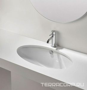 Раковина 66х39cм, без отверстия для смесителя, устанавливаемая под столешницу снизу, с переливом, крепёж в компл., (цв. белый),  ZZ Simas Spazio LFT74