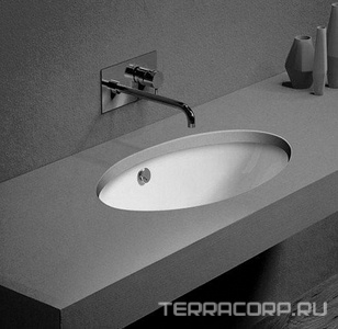 Раковина 66х39cм, без отверстия для смесителя, устанавливаемая под столешницу снизу, с переливом, крепёж в компл., (цв. белый),  ZZ Simas Spazio LFT74