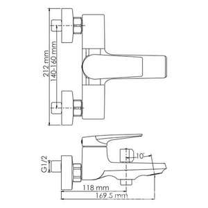 Смеситель для ванны, цвет черный ZZ Wasserkraft Универсал Glan 6601