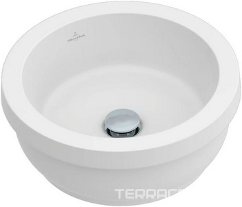 Раковина встраиваемая в столешницу сверху, круглая 340(415)хh170мм, без отв.д/смес, с переливом, (цв.01 white),  ZZ Villeroy & Boch Architectura 41754001