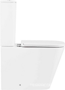 Унитаз напольный с бачком, пристенный, безободковый, круговой смыв торнадо, цвет белый, с крышкой-сиденьем микролифт Aqua Nero Etta AN-008S