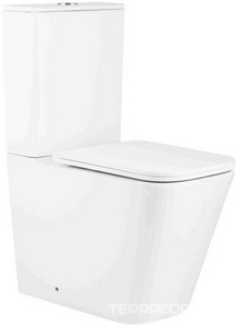 Унитаз напольный с бачком, пристенный, безободковый, круговой смыв торнадо, цвет белый, с крышкой-сиденьем микролифт Aqua Nero Etta AN-008S