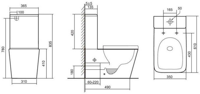 Унитаз напольный с бачком, пристенный, безободковый, круговой смыв торнадо, цвет белый, с крышкой-сиденьем микролифт Aqua Nero Etta AN-008S