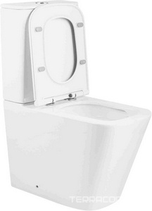 Унитаз напольный с бачком, пристенный, безободковый, круговой смыв торнадо, цвет белый, с крышкой-сиденьем микролифт Aqua Nero Etta AN-008S