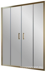 Дверь в нишу Z2P, 220x190 см, двухстворчатая раздвижная, профиль бронза, стекло прозрачное ZZ