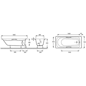 Ванна чугунная  160x70  без ручек и ножек ZZ Jacob Delafon Melanie E2935-00