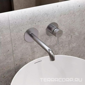 Смеситель для раковины, встраиваемый в стену, внутренняя часть в комплекте, без донного клапана, нержавеющая сталь ZZ Kerama Marazzi Eterna 69628EXKM.50.050