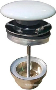 Донный клапан для сливного отверстия раковин без перелива и с переливом, нажимная Up & down, G 1 1/4, (крышка керамика цв.белый), Artceram ArtСeram Универсал ACA036 01;00