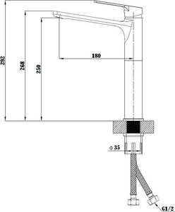 Смеситель для раковины, высокий, без донного клапана, цв.черый матовый ESKO Singapore SB25