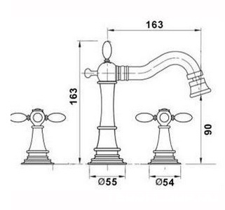 Смеситель для биде на 3 отв., с д/к, (цв. бронза),  ZZ Gaia Chopin RN 625 BR