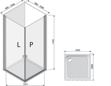 Дверь для душа распашная, 1-100, профиль блестящий хром, стекло прозрачное ZZ Ravak CRV 1QVA0C01Z1