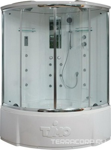 Душевой бокс Timo Lux T-7755, 150х150х230 см, корпус белый, стекло прозрачное, ГМ спины, ZZ Timo lux T-7755
