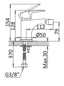 Смеситель для биде, без д/к, (цв.хром),  ZZ Cezares Nautic NAUTIC-BS1-01-W0