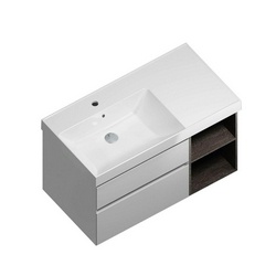 Тумба CUBO -90 см, левая, подвесная, 2 выдвижной ящик , цв. белый XX