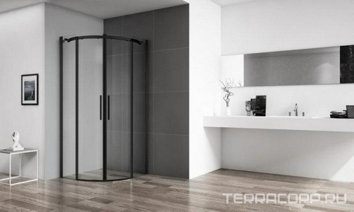 Душевое ограждение 900x900х1950мм, 2 раздвижных двери, 2 неподвижных секции, (стекло прозрачн.8мм, фурн.цв.черный), Acqua ZZ BelBagno ACQUA ACQUA-R-2-90-C-Nero