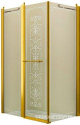 Душевое ограж, угловое, прямоугольное, 1200х900хh1950мм, дверь распашн. СЛЕВА 420мм, (профиль цв. золото, стекло 6мм прозр.мат.рисунк.), Skara ZZ
