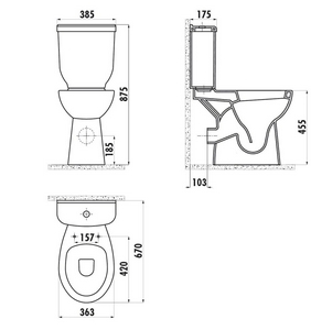 Чаша унитаза для инвалидов, с функцией биде, цвет белый  ZZ Creavit Универсал BD315-00CB00E-0000