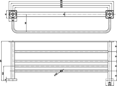 Полка для полотенец 600х224мм, (цв.хром),  ZZ Villeroy & Boch Elements – Striking TVA15200600061