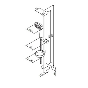 Душевой набор  (ручн. душ 3 функций, штанга 90 см, шланг 1750см, крепл. ), хром AMPM Spirit F0170A000