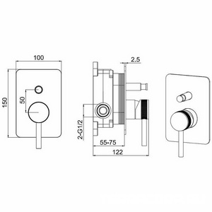 Смеситель для душа, встраиваемый в стену, с переключателем, (цв.хром),  ZZ Allen Brau Priority 5.31011-00