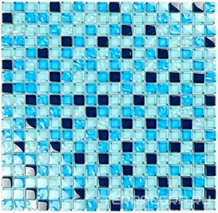 Мозаика Bonaparte Мозаика стеклянная Blue Drops (15x15x8) 30x30 Комбинированный 