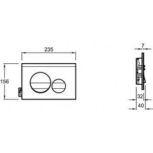 Клавиша двойного смыва для инсталляции, цвет /рамка черный мат, кнопки черный глянец ZZ Jacob Delafon Универсал E20859-7-BMT