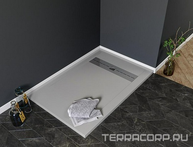 Душевой поддон из литьевого мрамора Delight NEW,1600х900х30мм, крышка из нерж, без сифона, серый камень, ZZ Aquanet delight 258887