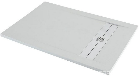 Душевой поддон из литьевого мрамора Delight NEW,1600х900х30мм, крышка из нерж, без сифона, серый камень, ZZ Aquanet delight 258887