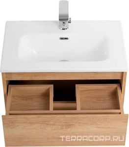 База под раковину подвесная с двумя выдвижными ящиками, 705х395хh500мм, (без раковины арт.BB700/390ETL), (цв.Rovere Nebrasca Nature),  ZZ BelBagno Kraft KRAFT 39-700/390-2C-SO-RNN