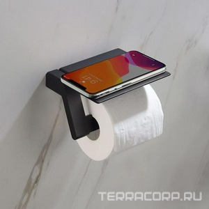 Держатель туалетной бумаги с полкой для телефонаTimo  14043/03, цв черный,  ZZ Timo Selene 14043/03