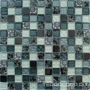 Мозаика Мастера Керамики Glass Мозаика BXKGS005 (чип 23x23) 30х30 Черный 