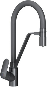 Смеситель для кухни  с с каналом для питьевой воды и гибким изливом, цв.черный излив AMPM Like F8007822