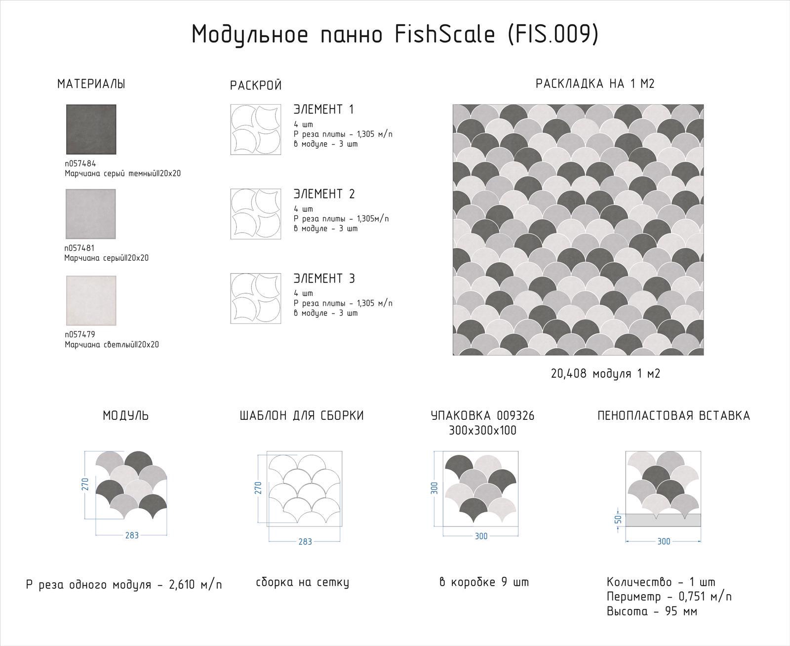 Мозаика Kerama Marazzi Универсал Модульное панно FishScale(n057484,n057481,n057479)ХХ 27x28,3 Комбинированный, фото 4