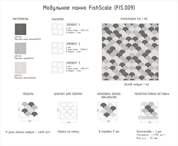 Мозаика Kerama Marazzi Универсал Модульное панно FishScale(n057484,n057481,n057479)ХХ 27x28,3 Комбинированный 