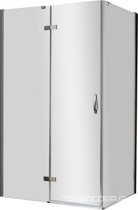 Душевой уголок 1200х1000хh1950мм, прямоугольный, "Левый" петли слева, вход 550мм, (стекло прозрачное 6мм, фурнит. цв.хром),  ZZ Cezares Bergamo BERGAMO-W-AH-1-120/100-C-Cr-L