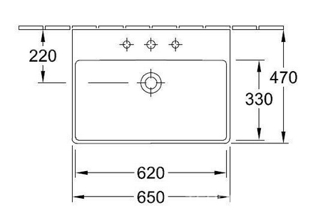 Раковина 650х470мм, 1 отв.д/смес., c переливом, (цв.01 white alpin),  ZZ Villeroy & Boch Avento 41586501