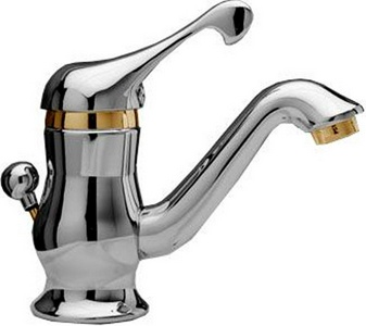 Смеситель для раковины, с д/к, (цв.хром/золото),  ZZ 3M Piccadilly 2110 CD