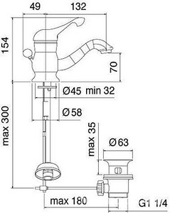 Смеситель для раковины, с д/к, (цв.хром/золото),  ZZ 3M Piccadilly 2110 CD