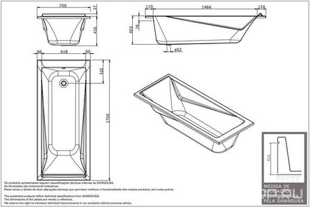 Ванна 170х75хh40,3см, прямоугольная, (БЕЗ ножек арт.811), (акрил),  ZZ Sanindusa Easy 8069000000