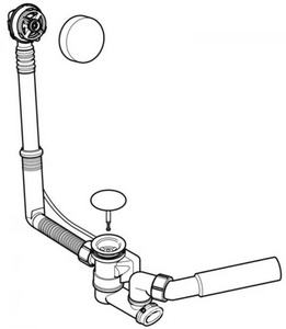 Слив-перелив для ванн стандартных размеров, поворотная ручка и крышка слива в компл., (цв. хром), Geberit Geberit Универсал 150.520.21.6