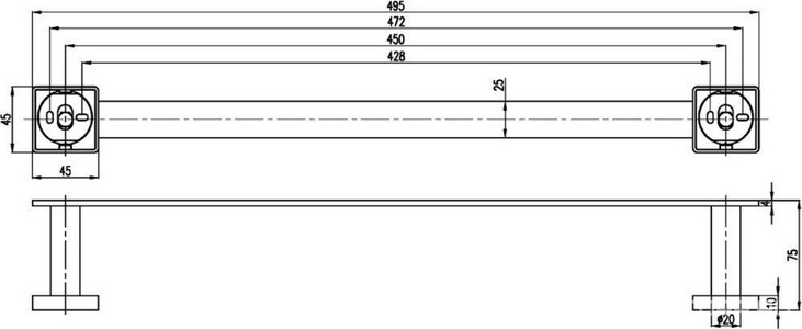 Полотенцедержатель 450мм, (цв.черный матовый),  ZZ Villeroy & Boch Elements – Striking TVA152001000K5