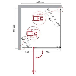 Душевой уголок 900х900хh1950мм, квадратный, распашная дверь с неподв.сегментом, правая/левая, (стекло прозр.6мм, фурнит. цв.хром),  ZZ BelBagno Etna ETNA-A-12-90-C-Cr