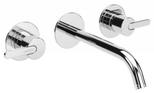 Смеситель для раковины, встраиваемый в стену, излив 230мм, (цв.Gold PVD),  ZZ Cezares Leaf LEAF-BLI2-L-PO