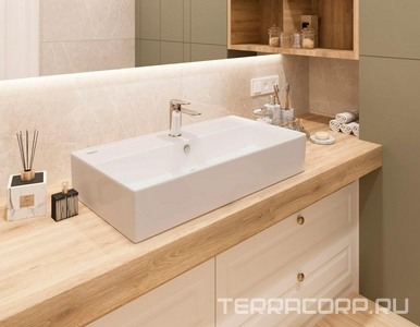 Раковина мебельная для тумбы  80, прямоугольная, отверстие под смеситель, белая Sanita Luxe Novel WB.FN/Novel/80-C/WHT.G/S1