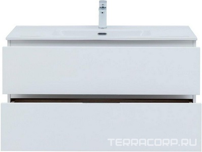 Тумба подвесная 100 см, 2 ящика, без раковины арт.254365 , цв.белый матовый Aquanet Алвита 277518